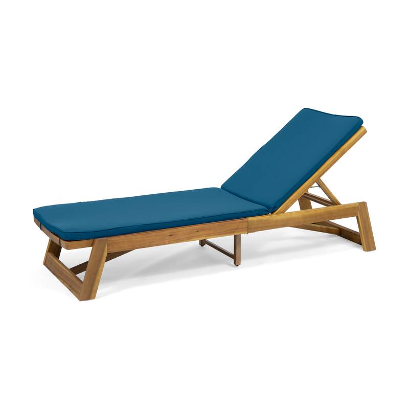Maki Outdoor Acacia Wood Chaise Lounge and Cushion Set by Christopher Knight Home