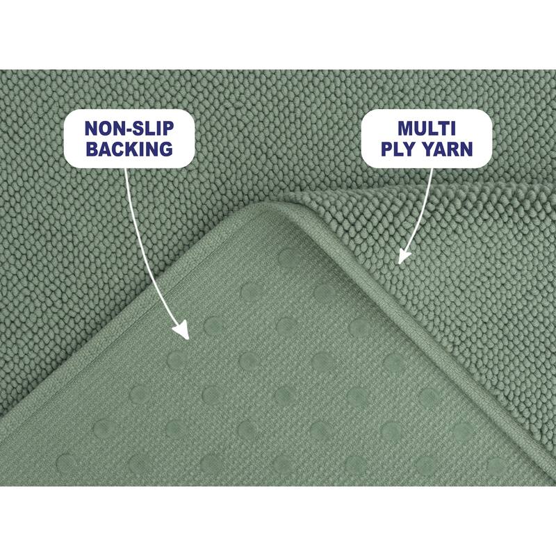 American Soft Linen 100% Cotton Bath Mat Rugs, 20x34 inches Slip Resistant Bottom Base Bath Mats for Bathroom