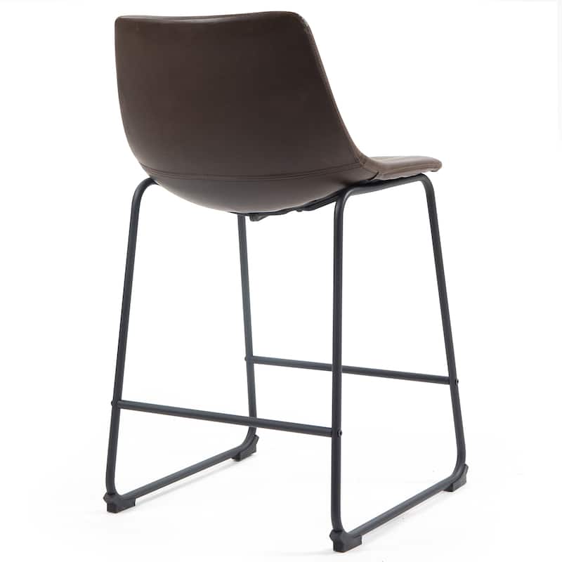 Carbon Loft Richard Faux Leather and Iron Counter Stool (Set of 2)
