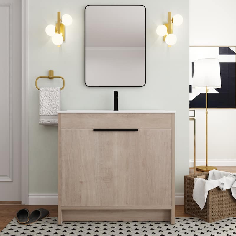 BNK 24/30/36 inch Freestanding Single Sink Bathroom Vanity with Soft Close Door and 1 adjustable shelf