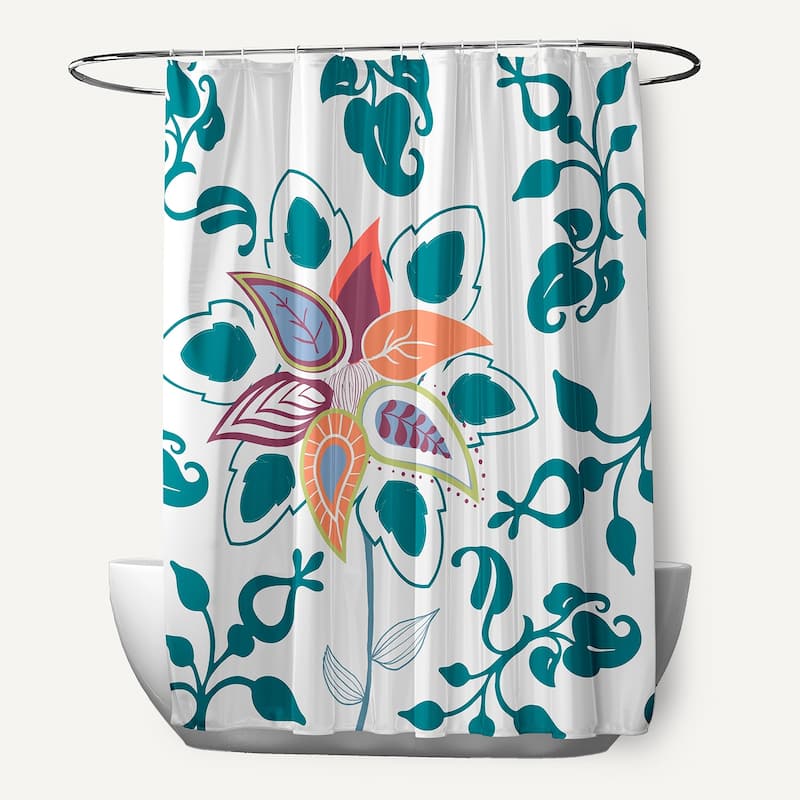 71 x 74 Paisley Pop Floral Print Shower Curtain - Bed Bath & Beyond ...