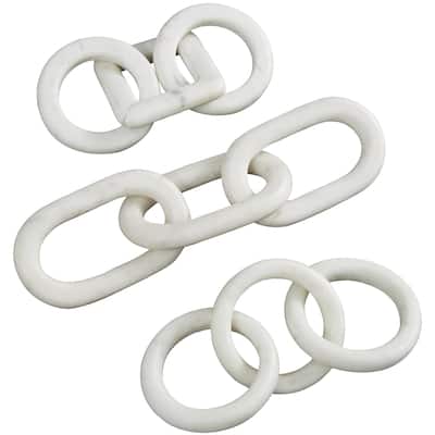 Marble Chain Handmade Geometric Link Decorative Sculpture with Various Shape - Set of 3 White, Black, Gray - Roche River Decor