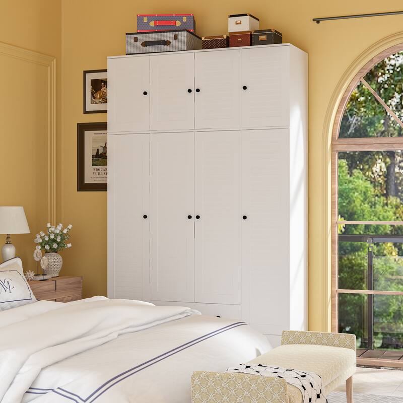 Contemporary Modern Freestanding Wardrobe Armoire Closet, 70", White