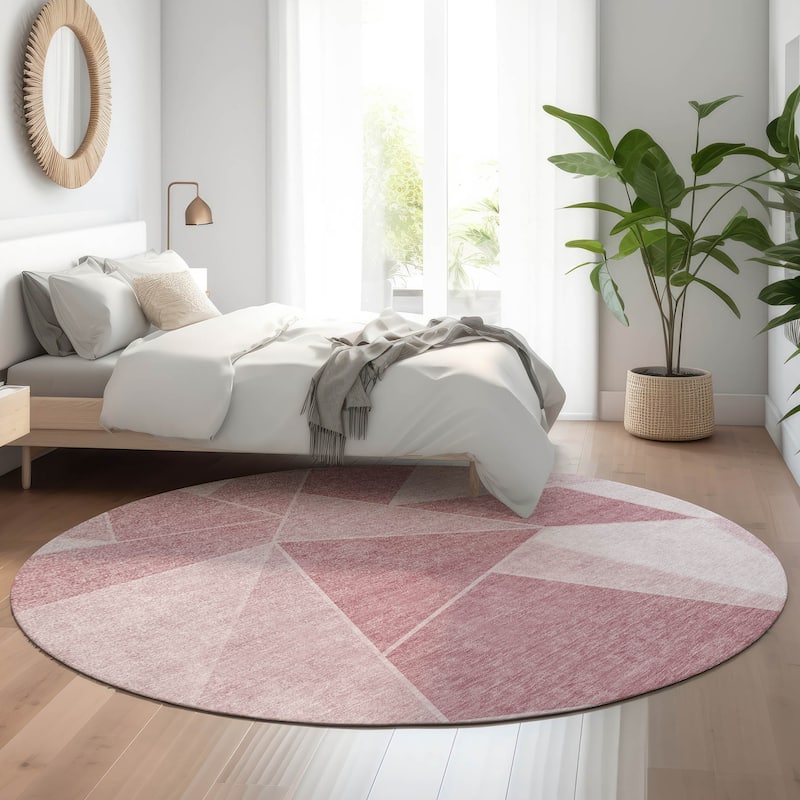 Premium Washable Super Soft Contemporary Mosaic Mayfield Rug - Blush - 8' x 8' - Round
