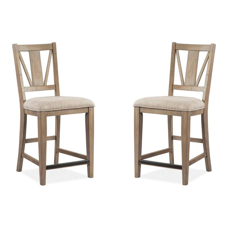 Magnussen Home Paxton Place Dovetail Grey Upholstered Counter Chair Two Pack - 18.25''W x 20.75''D x 40''H - 18.25''W x 20.75''D x 40''H - Set of 2 - Dovetail Grey - Counter Height