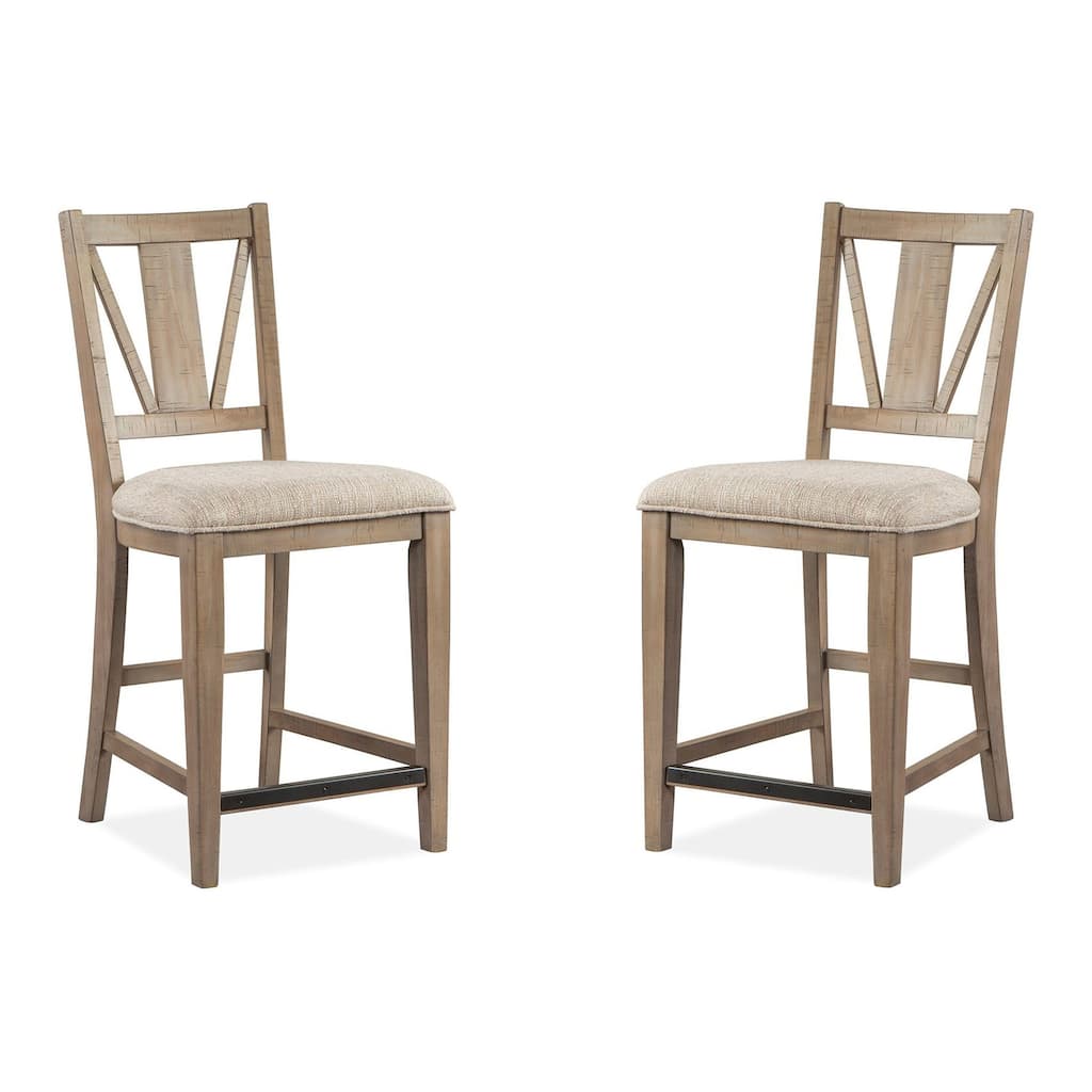 Magnussen Home Paxton Place Dovetail Grey Upholstered Counter Chair Two Pack - 18.25''W x 20.75''D x 40''H