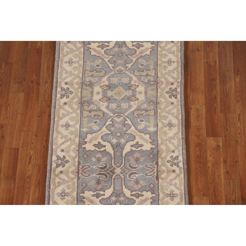 Grey Oushak Oriental Runner Rug Handmade Wool Carpet - 2'6"x 9'8"