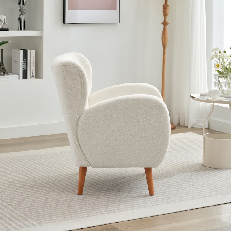 Soft fabric lounge chair with solid wood legs