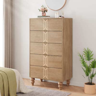 5/6 Drawer Dresser for Bedroom, Modern Wooden Chest with Deep Drawers, Storage Organizer
