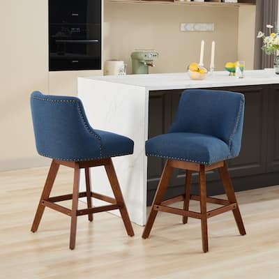 Counter Height Swivel Barstools, 26'' H Seat Height Upholstered Bar Stools Set of 2