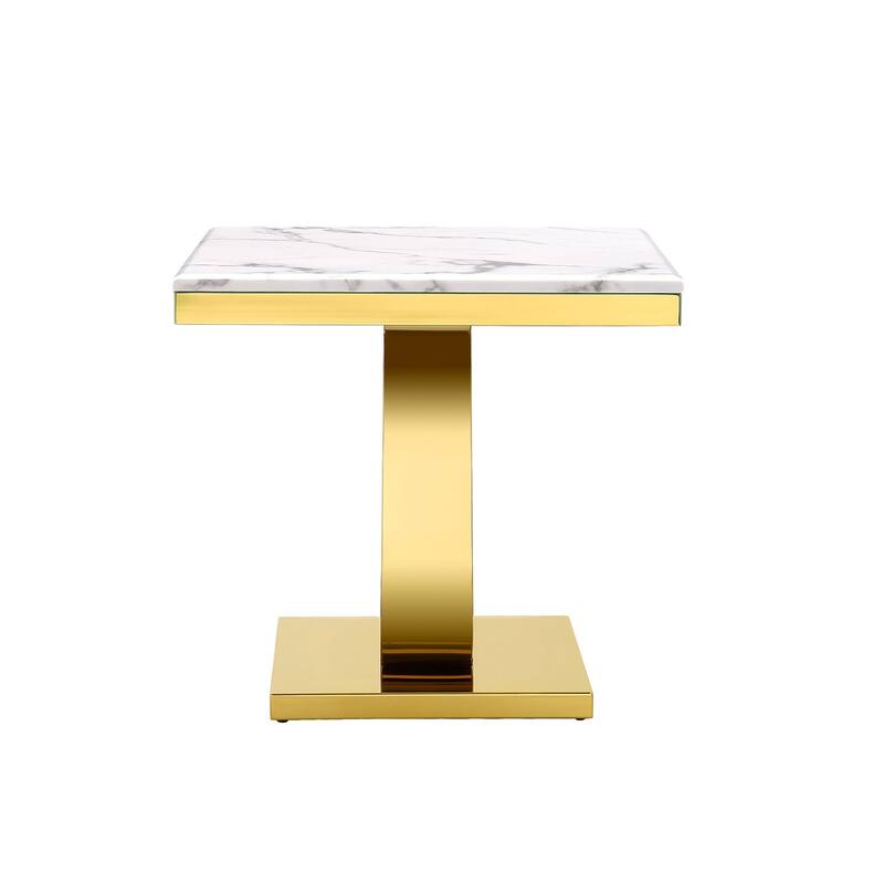 Side Table with Gold Stainless Steel base