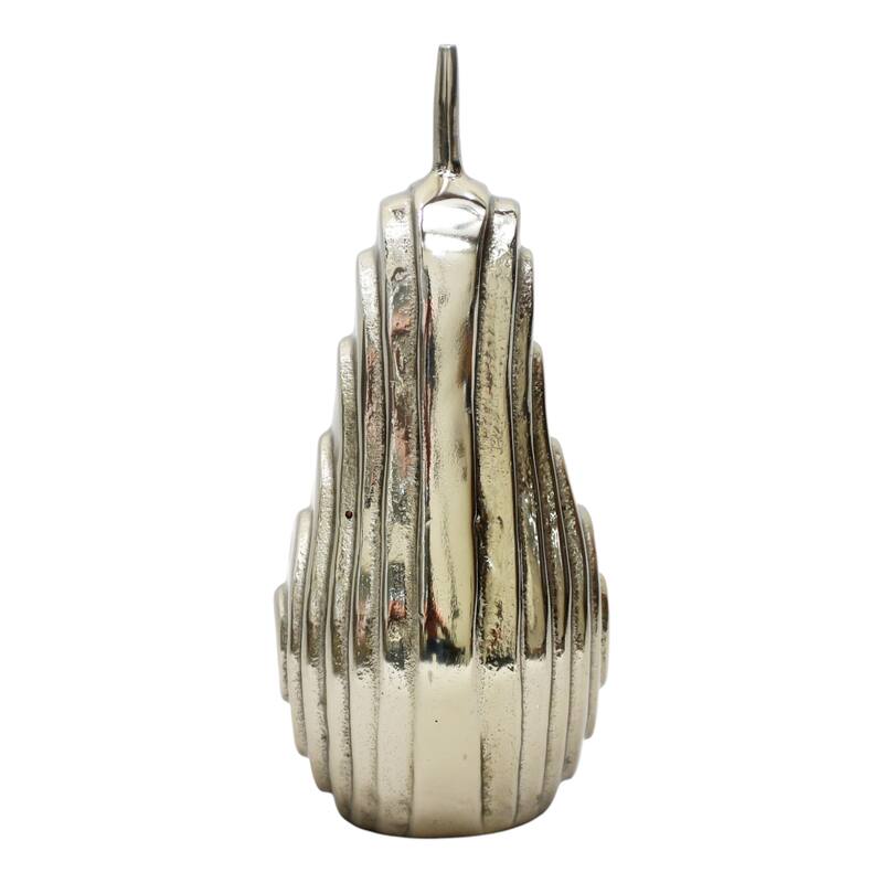 Aluminum Oval Pear Sculpture with Modern Textured Design - 8" Gold - 4" x 4" x 8"