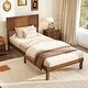 preview thumbnail 5 of 5, Walnut Acacia Wood Twin Platform Bed Retro Headboard Storage Space