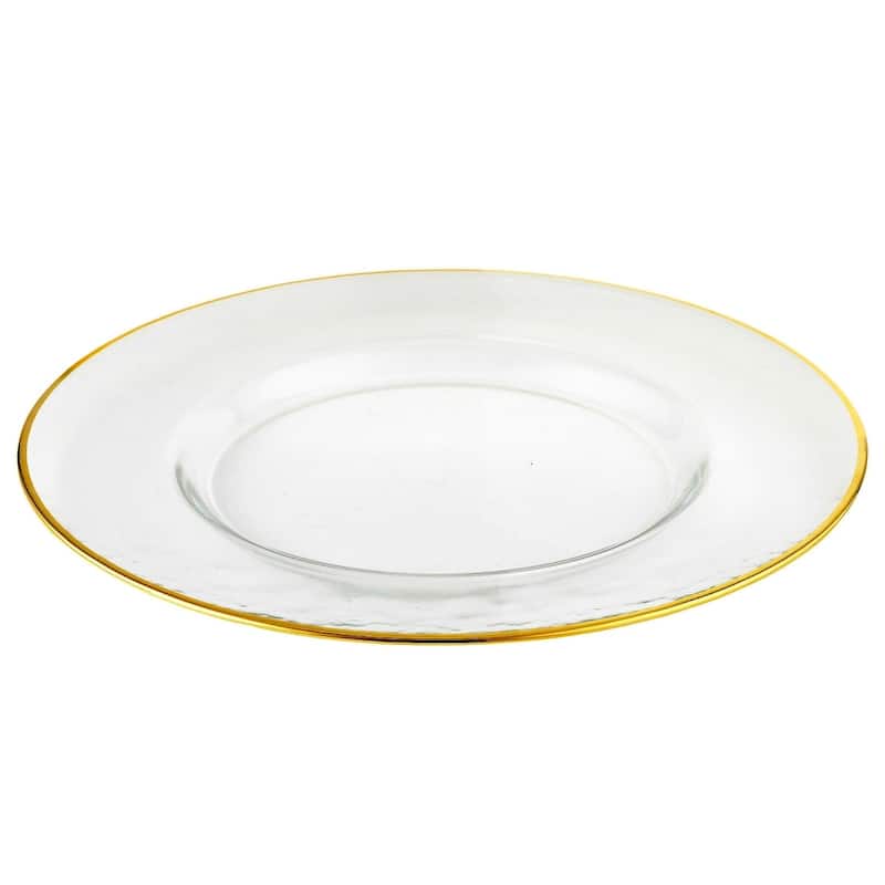 GILT 24K Gold Rim Glass Charger Plate 13" On Sale Bed Bath & Beyond 38334746