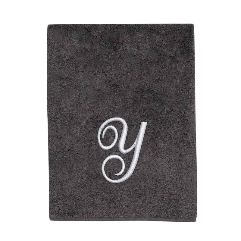 Avanti Granite with Silver Script Monogram Bath Towel Letter Y - Bath Towel