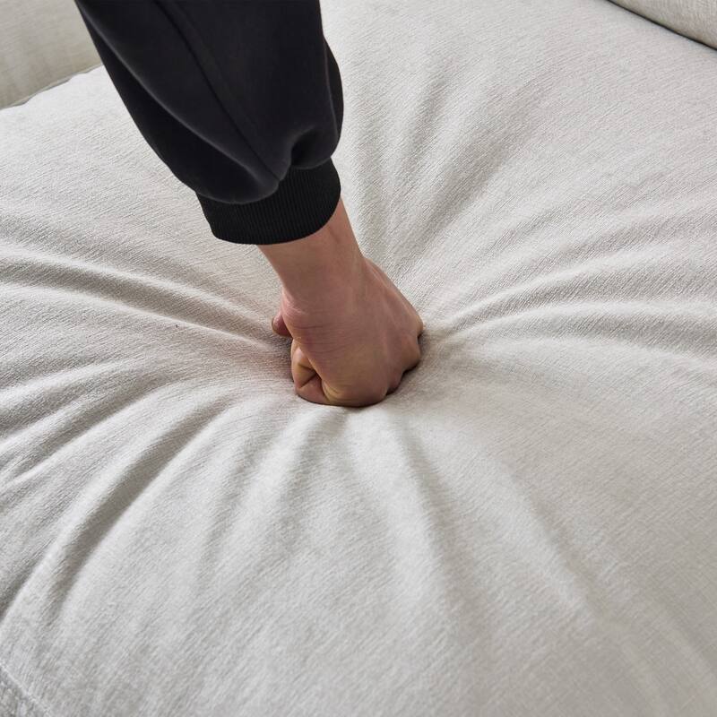 96.5" L-Shaped Chenille Sectional Sofa with Storage and Movable Ottoman