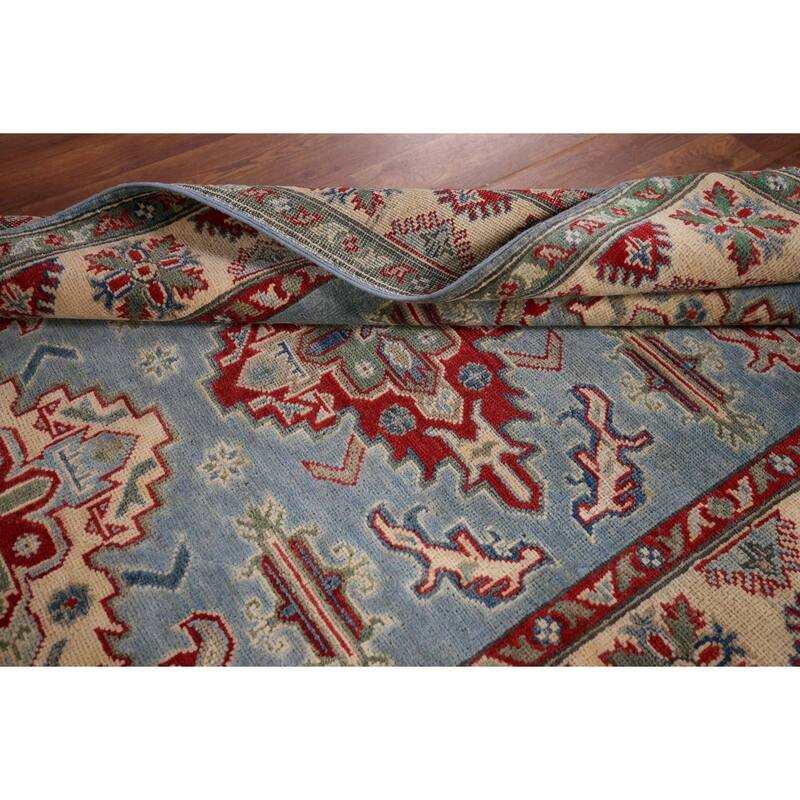 Light Blue Kazak Oriental Foyer Rug Handmade Wool Carpet - 4'1" x 5'11"