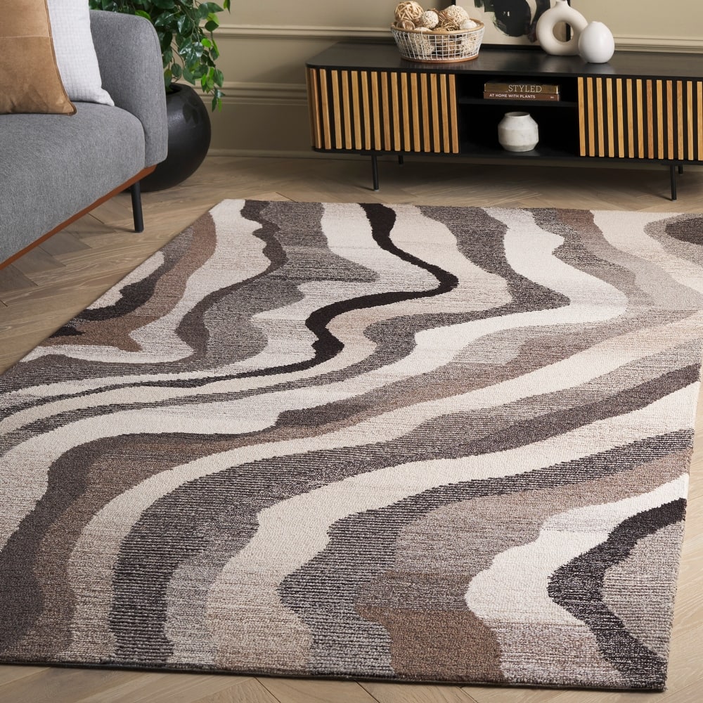SAFAVIEH Handmade Ebony Romi Modern Abstract Wool Rug