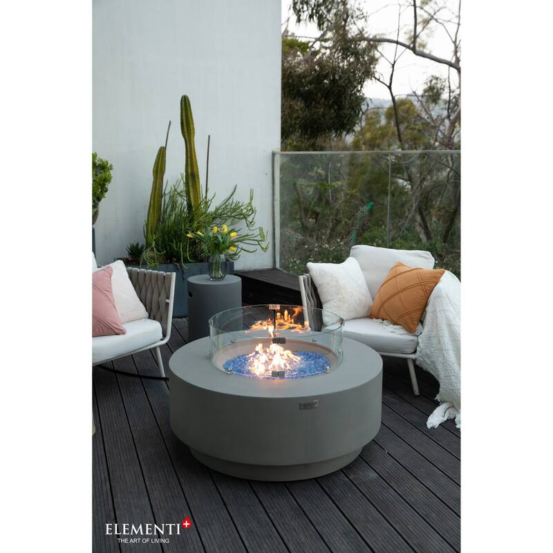 Elementi Plus Nimes Concrete Fire Pit Table - 40.9 x 40.9 x 16.9