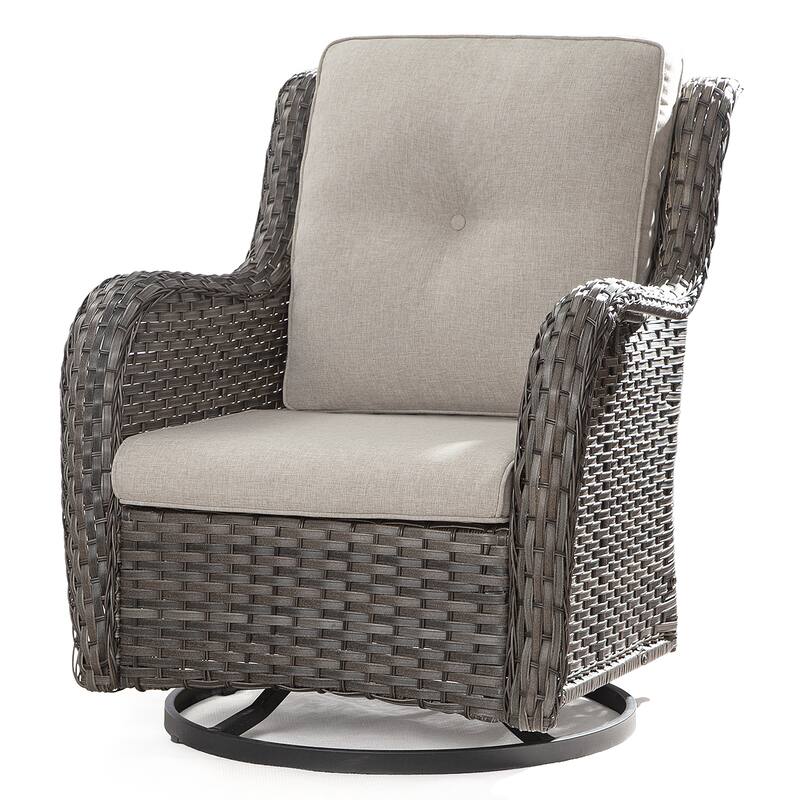 Cozywor Brown Wicker Patio Swivel Rocking Chair