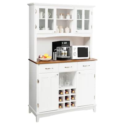 Costway Buffet And Hutch Kitchen Storage Cabinet Cupboard w/ Wine Rack - See Details