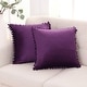 preview thumbnail 32 of 89, Deconovo Velvet Pom-poms Throw Pillow Covers 2 PCS(Cover Only) 16x16 - Eggplant Purple