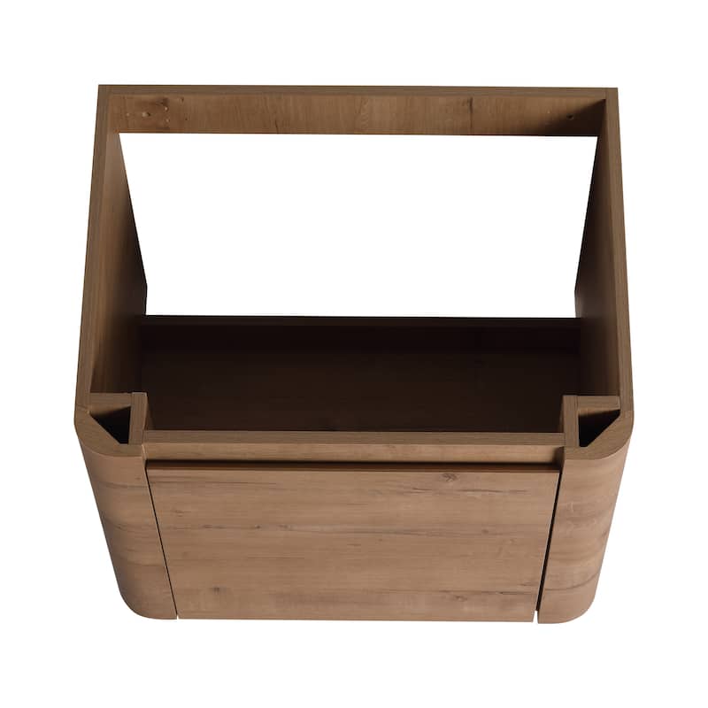 Wall-Mounted Bathroom Vanity with Ceramic Sink and Storage Shelves