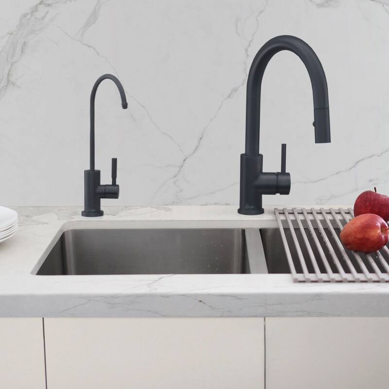 STYLISH Pull Dow Kitchen Faucet + Water Tap - Matte Black Finish