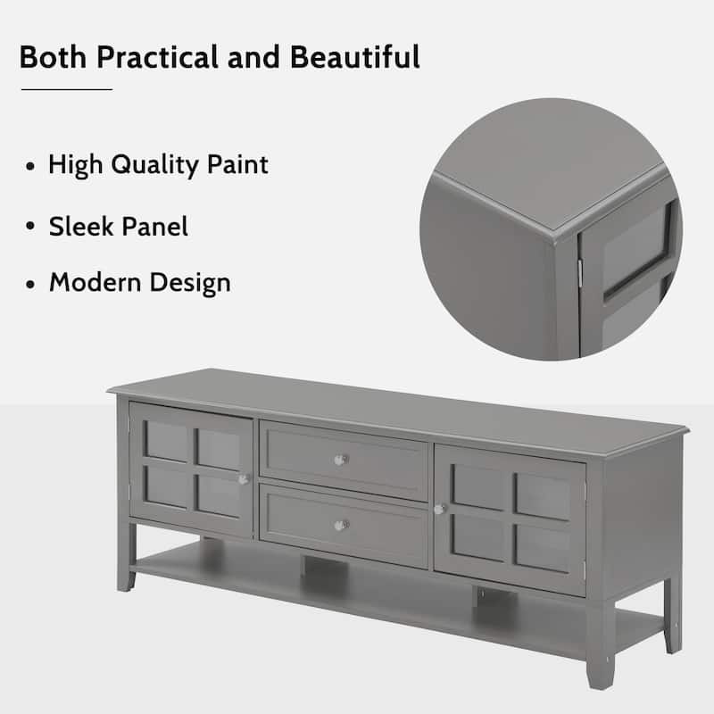 59 Inch Modern TV Stand with Storage, Entertainment Center with 2 Cabinets and 2 Drawers for TVs Up to 60 Inch