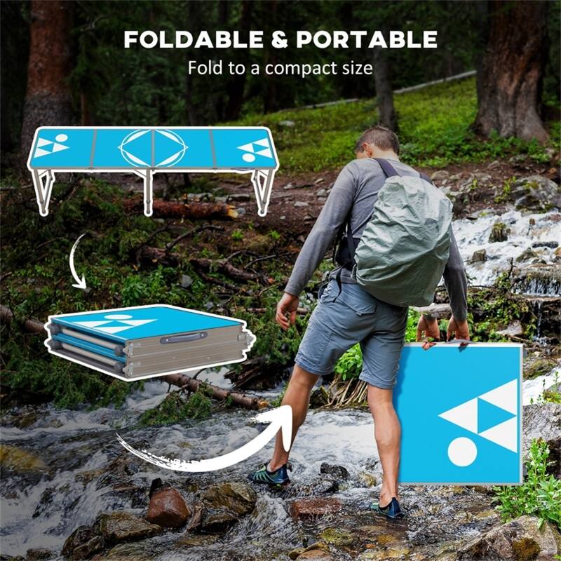 Lightweight Portable Folding Picnic Table with Three Height Settings and Aluminum Frame