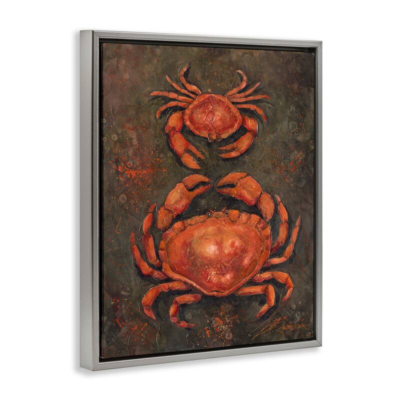 Stupell Small & Large Crab Pair Framed Floater Canvas Wall Art Design By Jody Bergsma