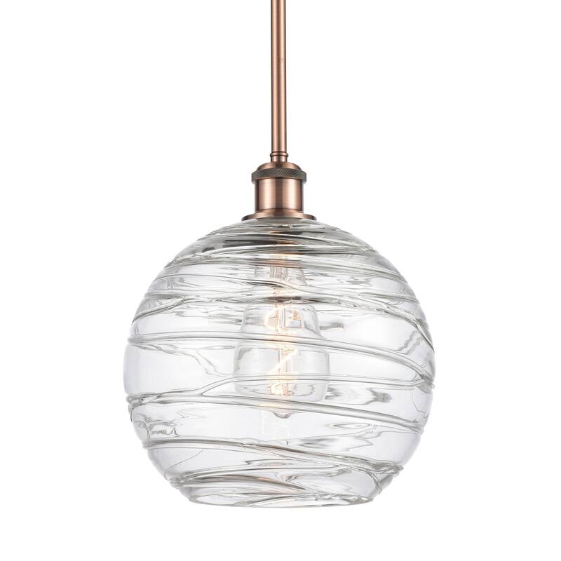 Innovations Lighting 516-1S-13-10 Athens Pendant Athens 10" Wide - Clear Deco Swirl / Antique Copper
