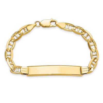 Curata 7.8mm 14k Yellow Gold Engravable Nautical Ship Mariner Anchor Link ID Bracelet