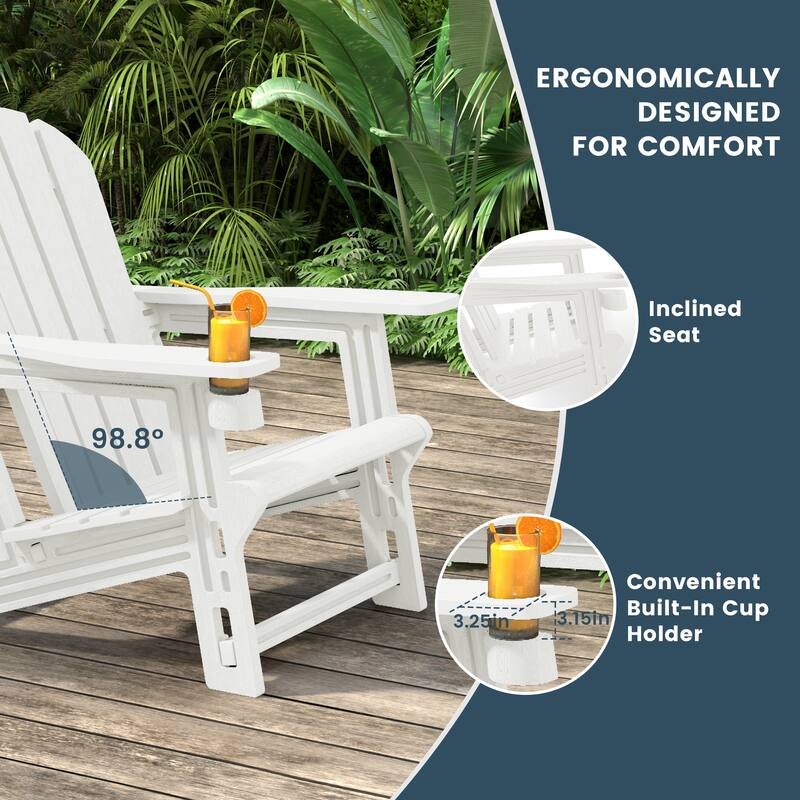 Polytrends Coastline Outdoor Poly Adirondack Chair with Cup Holder (Set of 2)