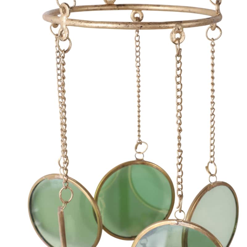 Metal Glass Discs Hanging Chime for Home and Garden Decor - 37" Gold - 5.5" x 5.5" x 37"