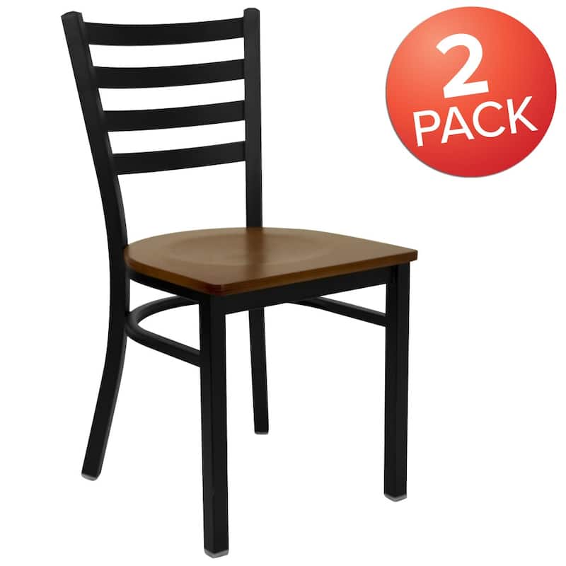 2 Pack Ladder Back Metal Restaurant Chair - 16.5"W x 17"D x 32.25"H - 16.5"W x 17"D x 32.25"H