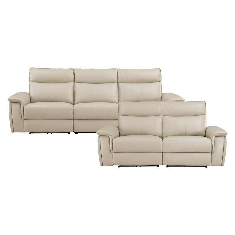 Blythe 2-Piece Power Reclining Living Room Sofa Set - Taupe (Leather)