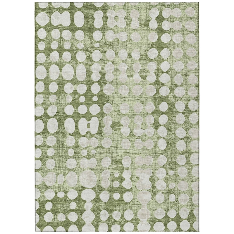 Machine Washable Indoor/ Outdoor Chantille Abstract Dots Rug
