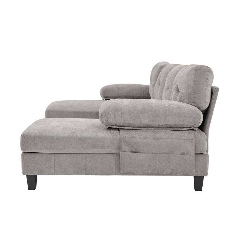 Roomfitters U-Shaped Chenille Sectional Sofa with Dual Chaises, Armrest Pillows and Storage Pockets for Living Room