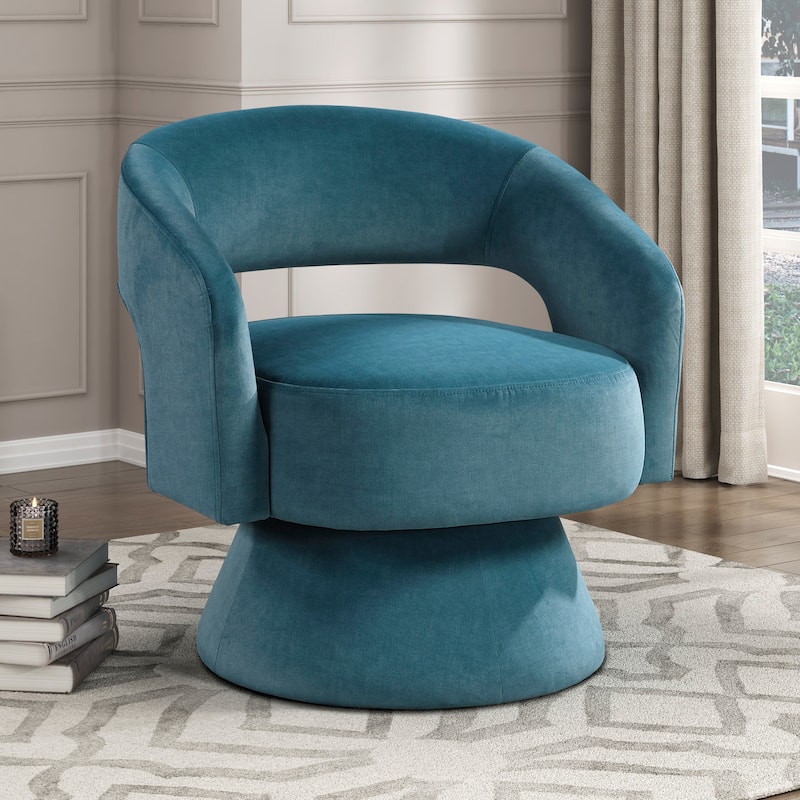 Arden 27" Velvet Swivel Chair - 360-Degree Metal Swivel Base
