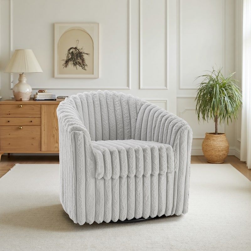 Modern Cotton Flannel Swivel Accent Chair Plush Barral Chair