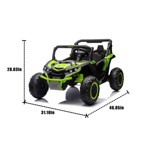 dimension image slide 3 of 5, 24V Ride-On UTV for Kids, Double Seat, Parental Remote, Four-Wheel Suspension, and Bluetooth 鈥