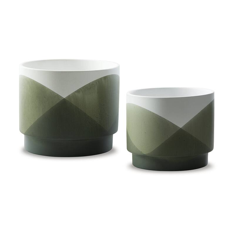Signature Design by Ashley Ardenridge White/Green Planter Set (Set of 2) - 8.66" W x 8.66" D x 7.48" H