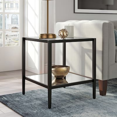 Hera 20'' Wide Square Side Table with Mirror Shelf