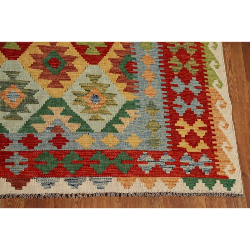 Flat Weave South Western Kilim Area Rug Flatweave Wool Carpet - 8'2" x 9'9"