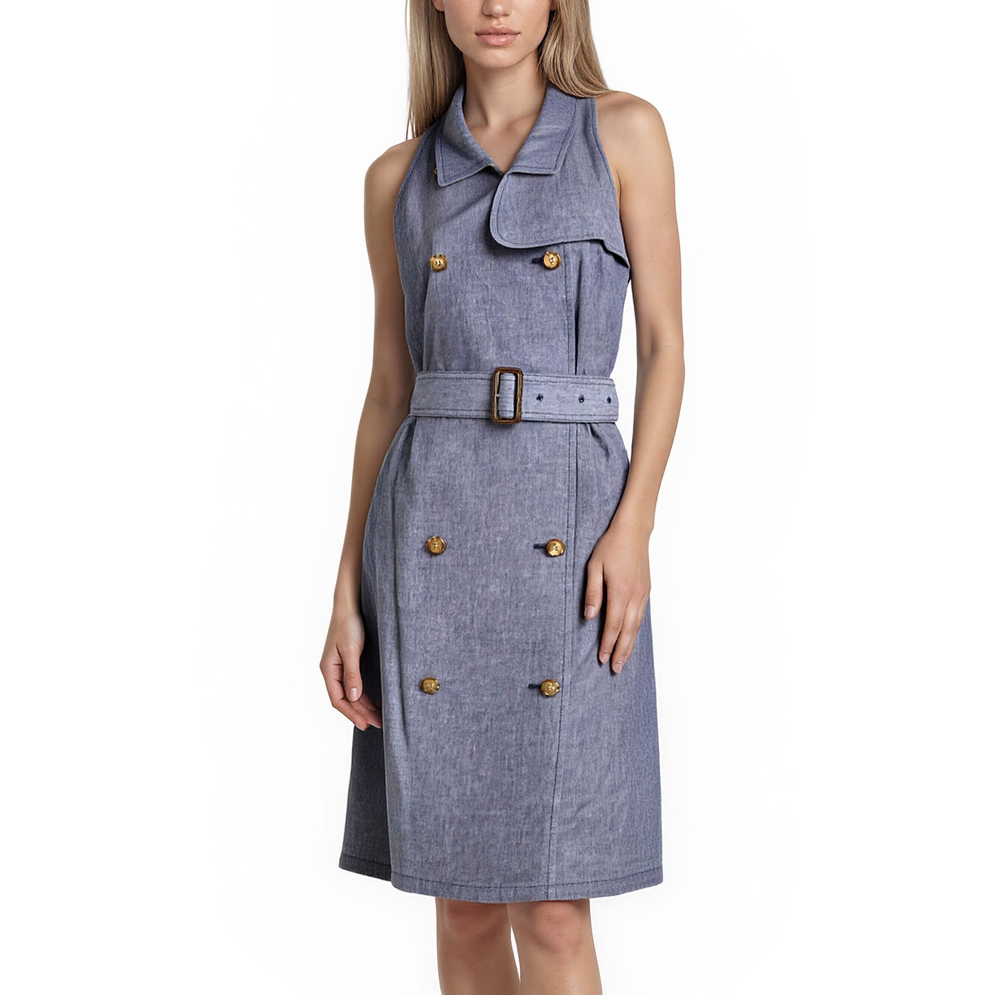 Burberry Ellery Sleeveless Denim Trench Dress