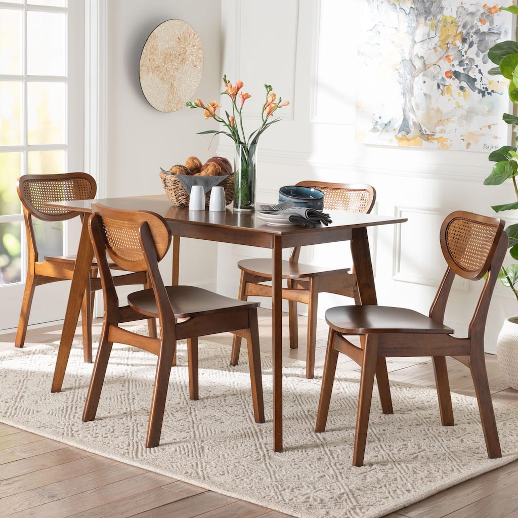 Kristy 5-Piece Dining Set - Mid-Century Modern Rectangle Table and Chair Set for Dining Room, Kitchen, Apartment