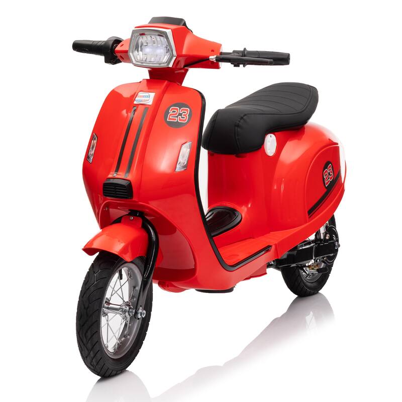 24V 250W Powerful Electric Scooter W/12" Air-Filled Tires,Hand Accelerator & Brake,Dual Rear Suspension, Recommended age: 8+ - Red