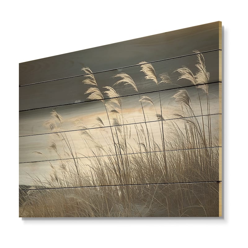 Designart "Beach Winter Scenery" Ocean Wood Wall Decor - Nautical & Coastal Grey Wood Panel On Natural Pine Wood