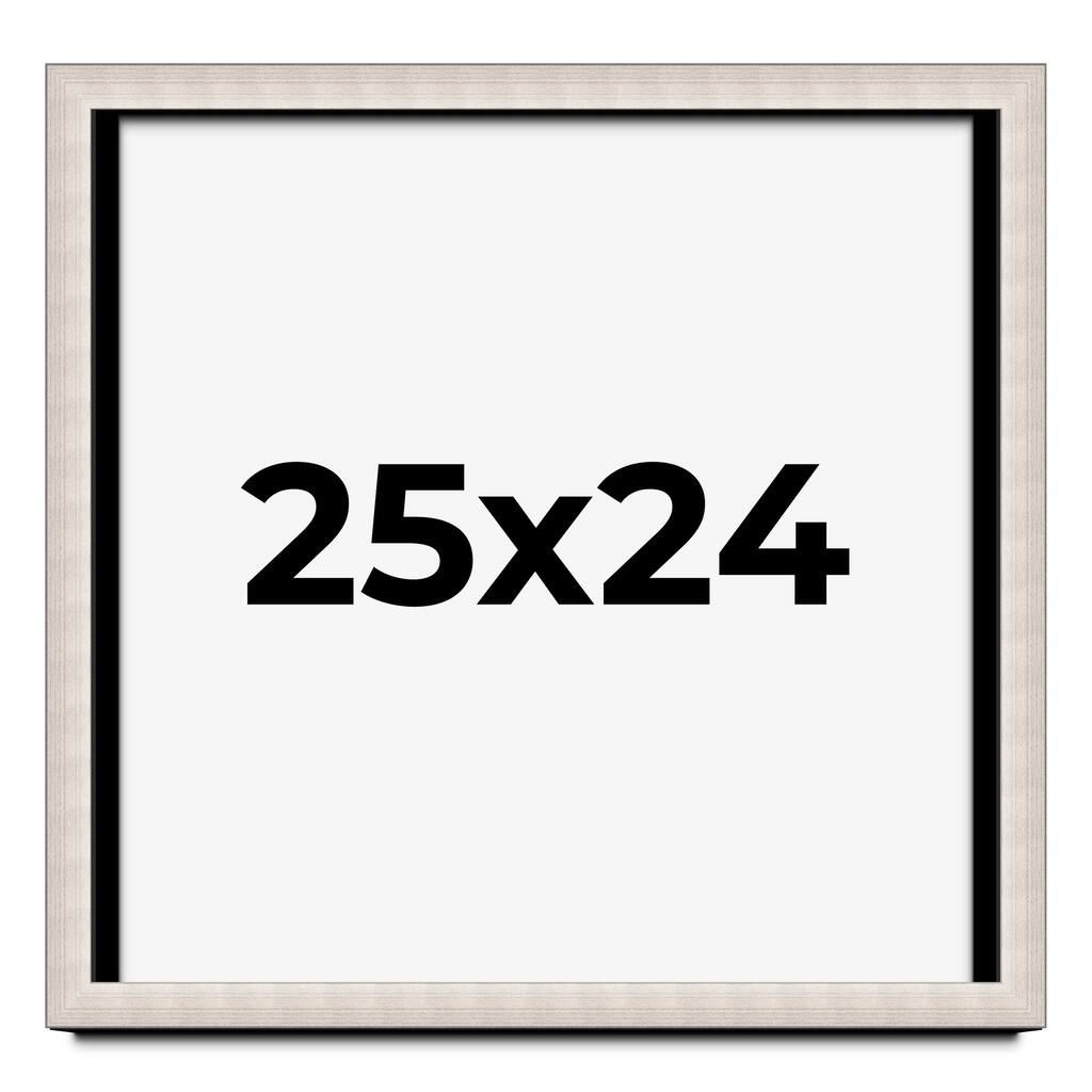 25x24 Shadow Box Frame Silver Real Wood Contemporary Shadowbox Display Frame UV Acrylic Front Acid Free Backing and Hardware
